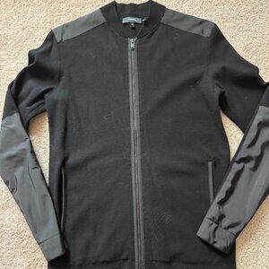 Theory Thadd Mixed-Media Zip Bomber Jacket in Black, Size XS